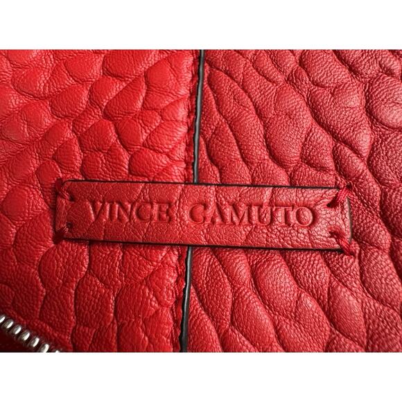 Vince Camuto Red Leather Crossbody Bag Zip Fold Over Adjustable Strap - Picture 11 of 12